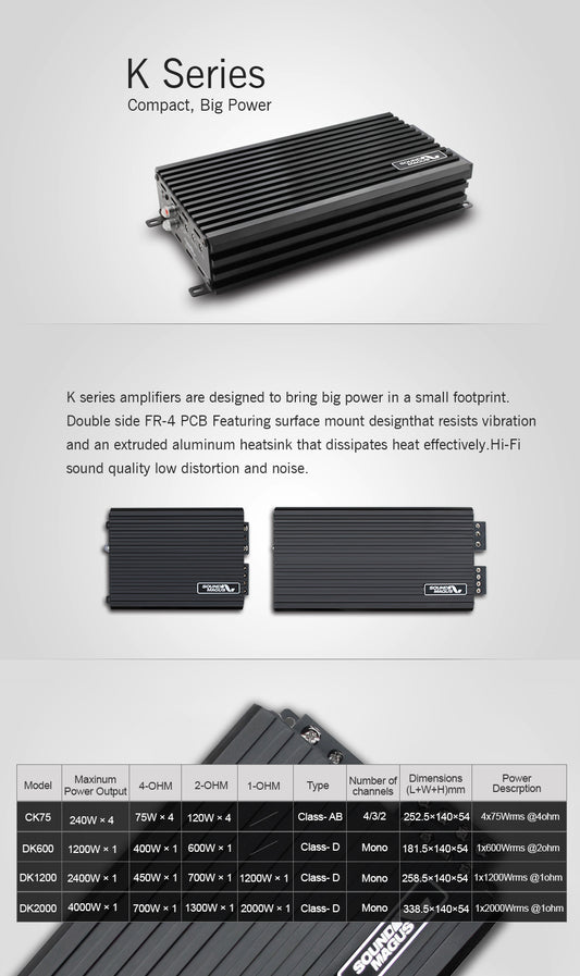 Sound Magus DK1200 Class D Mono Bass In-Car Amplifier