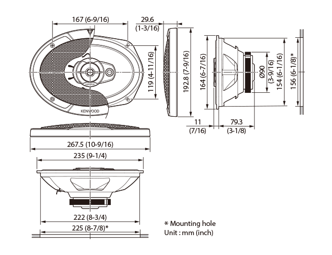 Kenwood KFC-S6977EX 6x9" 3-Way Coaxial Car Speakers – 500W Peak / 80W RMS
