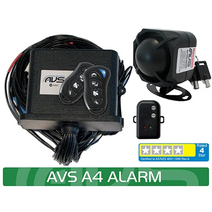 AVS A4 AS/NZS STANDARDS CERTIFIED CAR ALARM/IMMOBILISER- Including Installation