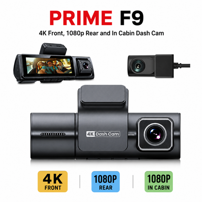 Prime 4K 3-Lens Dash Cam with WiFi – Model F9