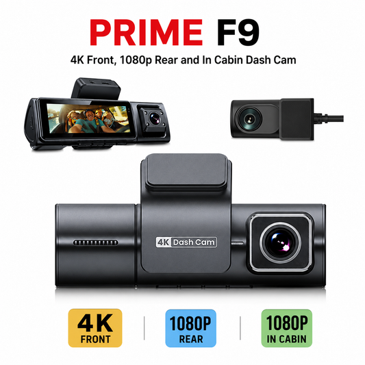 Prime 4K 3-Lens Dash Cam with WiFi – Model F9