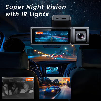 Prime 4K 3-Lens Dash Cam with WiFi – Model F9