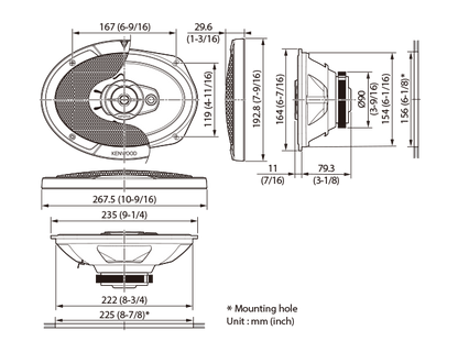 Kenwood KFC-S6977EX 6x9" 3-Way Coaxial Car Speakers – 500W Peak / 80W RMS