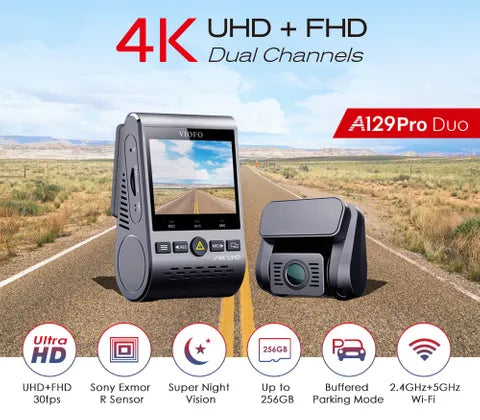 VIOFO A129 Pro Duo 4K Dual Dash Cam with GPS & Wi-Fi